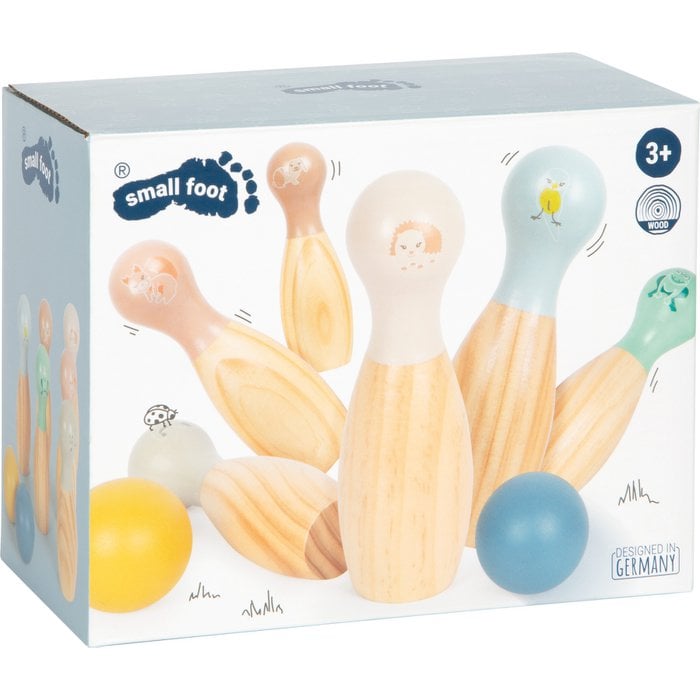 Small Foot | Houten bowling met dierenprint