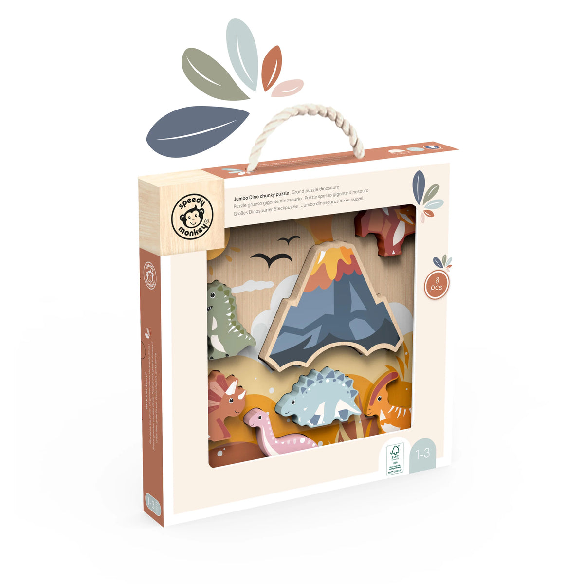 Speedy Monkey | Houten inlegpuzzel dino