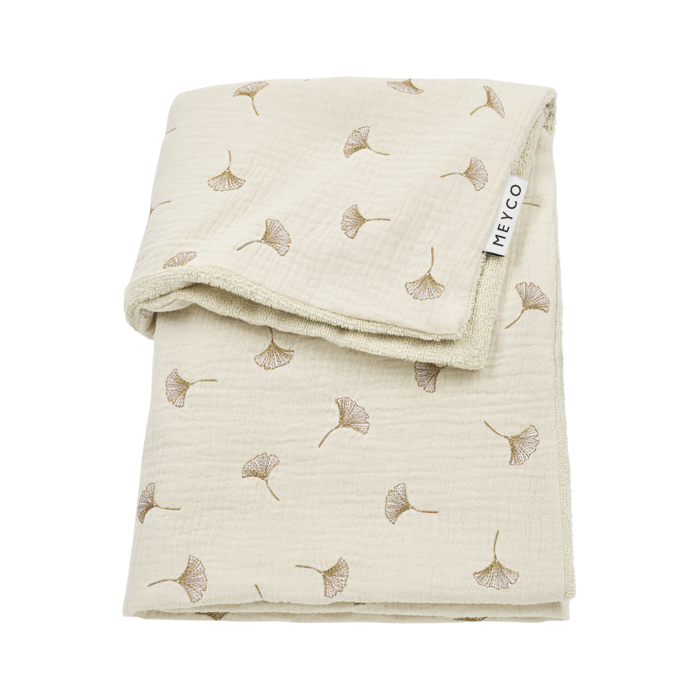 Meyco | Deken met badstof 'Gingko Soft sand' 75x100cm