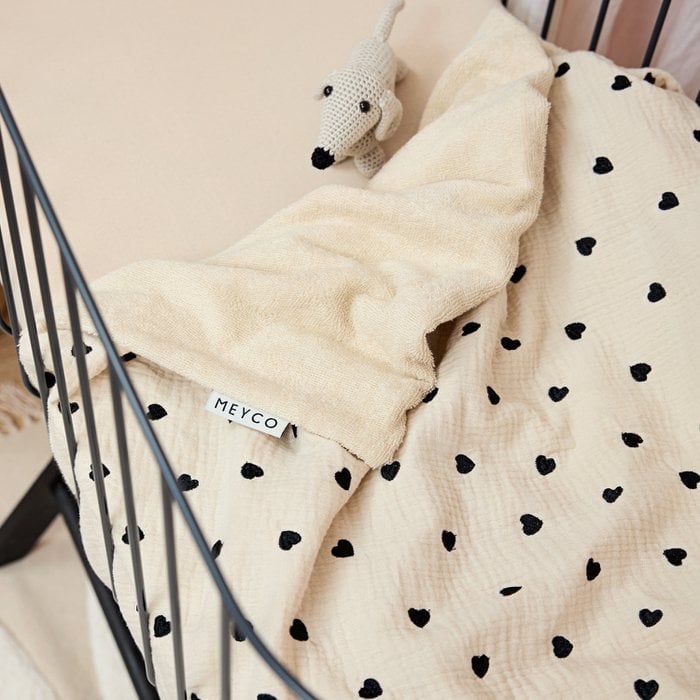 Meyco | Deken met badstof 'Sweet Heart Sand' 75x100cm
