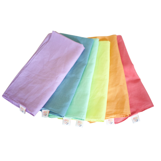 Pit & Play | Regenboog Set 6 Speeldoeken 48x48cm 'Pastel'