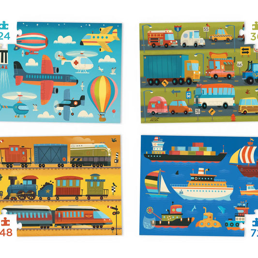 Crocodile Creek | 4 in 1 puzzel voertuigen - 24-36-48-72